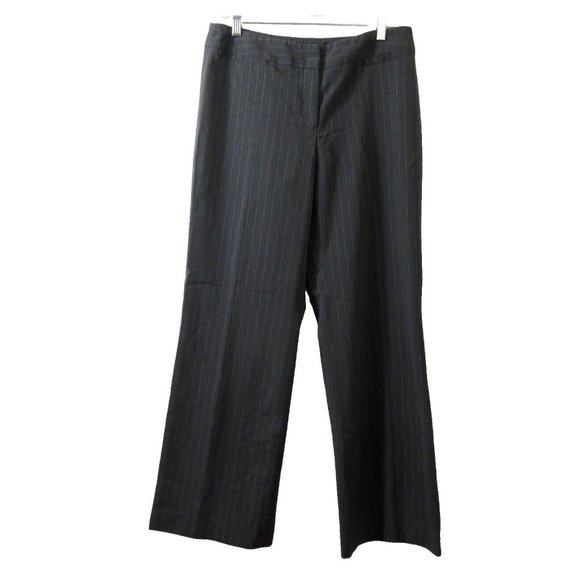 Apt 9 Womens Stretch Slacks Size 10 Maxwell Gray Striped Dress Pants Poly Blend - Picture 1 of 8
